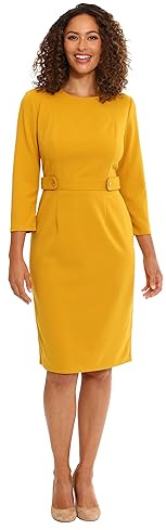 London Times Women's Dresses Work Office Business Sheath Dress with Button Waist Detail