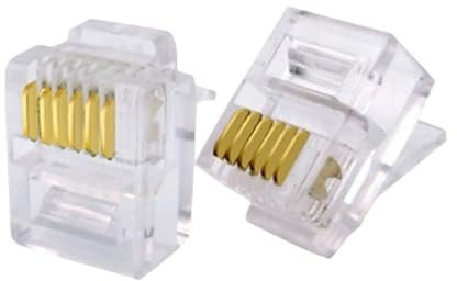 IOFIT Connettore RJ12 6P6C Testa del Cavo telefonico Spina Placcato Oro Rete a crimpare RJ 12 Connettori telefonici Spine di Cristallo (Color : Clear 500pcs, Size : 1)