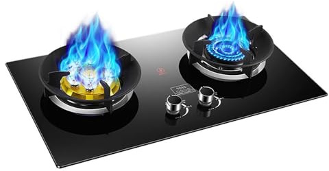 THEGA Stufa A Gas - Cucina Domestica con Doppio Bruciatore, Fornello A Gas in Vetro Temperato, Fornello A Gas da Cucina Facile da Pulire, Fornello da Tavolo con Funzione Timer (Size : LPG)