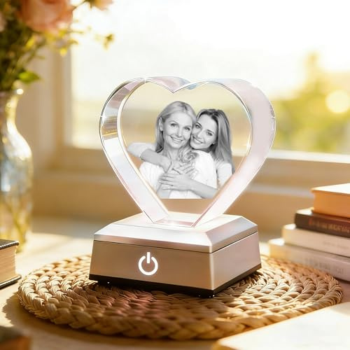 Dilamus Cristal 3D Personalizado con Foto - Foto De Cristal 3D Grabada con Láser, Personalizado para Bodas, Cumpleaños, Imagen De 3D Regalos Novio O Novia