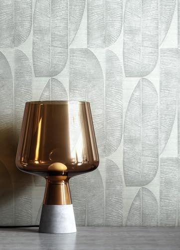 Newroom Vliestapete Grau Bananenblätter Boho Tapete Wohnzimmer | matte Textilstruktur mit Silberschimmer, tropisches Blattmuster, Mustertapete, Wandtapete skandinavisch, Schlafzimmer Flur