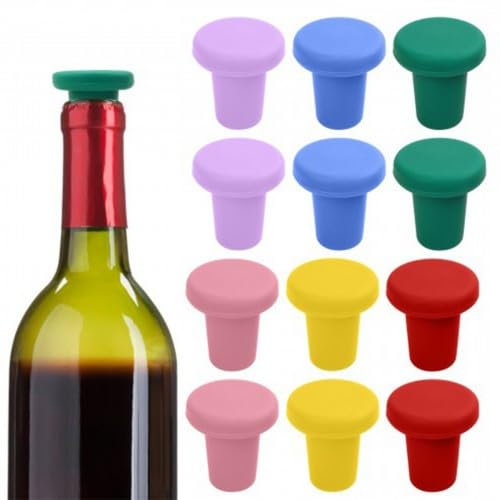 Dokeno 12 Pezzi Tappo in Silicone Riutilizzabile per Bottiglie di Vino per Mantenere Fresco