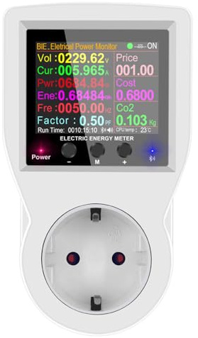 Sarini Compteur d'énergie Intelligent WiFi Power Monitors Compatible avec l'application Tuya Smart Life Moniteur de consommation d'électricité pour la Maison, l'hôtel et Le Bureau