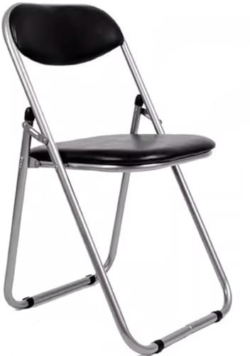 Besucherstuhl Klappbar Konferenzstuhl Klappbar Wohnzimmer Einfach Tragbar Klappbar Stühle, Büro-PVC-Leder Empfangsstuhl, Studienstuhl, Tragfähigkeit 120 Kg(Schwarz)