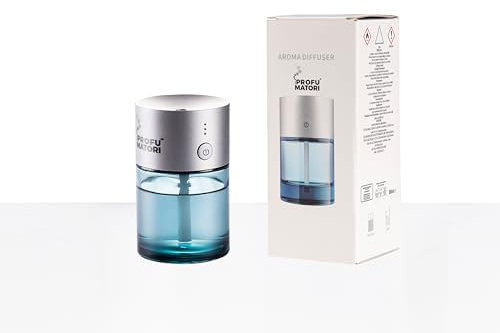 I PROFUMATORI Ambientador de Coche eléctrico Recargable por USB, con Fragancia Oriental incluida Oud Omar, difusor de Aroma por ultrasonidos de Vidrio con Intensidad Regulable en 3 Niveles, 80 ml