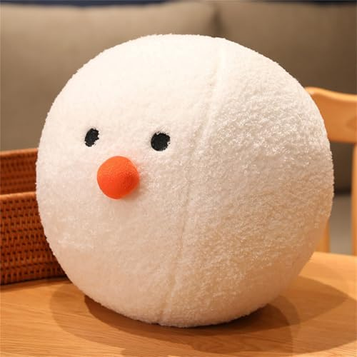 Kissen Rund 3D Ballkissen, Kreatives Ballkissen, 3D Runde Kissen PlüSch Ball, Schneemann-Ballkissen, Modernes KugelföRmiges Wurfkissen Sofa für Wohnzimmer Schlafzimmer Zierkissen (30 cm)