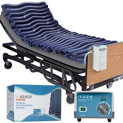 Kekoy Wechseldruckmatratze mit Mikro-Luftlöchern, Antidekubitus Matratze für Dekubitus Grad I, Leise Pumpe und wasserdicht, für Krankenhaus, Zuhause, medizinisches Bett - 191 x 91 cm (Blau)