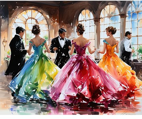 RICUVED Paint by Number Kits for Adults, DIY Prom Canvas Oil Painting Kit for Adults Kids Canvas Oil Hand Painting with Brushes Paint Kits Without Frame 40x50cm