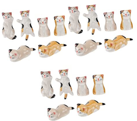 Supporto per Bacchette, 18 Pezzi, Bacchette Giapponesi, Bacchette Cinesi, cucchiai Cinesi, poggia Bacchette a Forma di Gatto, Supporto per Bacchette Cinesi, Supporto per Bacchette in Ceramica, poggia