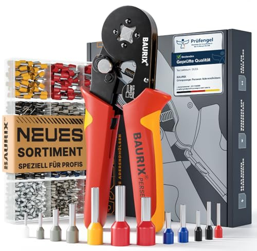 BAURIX® Crimpadora Punteras + 1820 Punteras – autoajuste 0,25-10 mm²