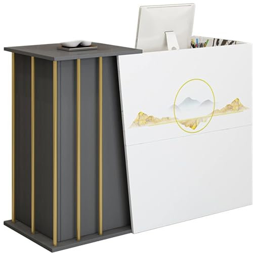 Empfangstheke Kosmetikstudio,Empfangstresen mit Schubladen, Bürotheke Rezeption Tisch,Rezeptionstheke Mit GroßEm Stauraum,stehender Fronttisch für Büro(Printed Color,100x40x90cm)