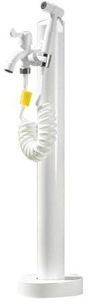 YZWZZXC Zylindrische Garten Wassersäule, Wassersäule für Draußen Aus Edelstahl mit Sprühpistole, Frostschutz und Sonnenschutz für Terrassen- und Rasenbewässerung(White)
