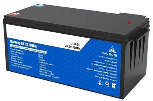 OGJFD Power Inverter LiFePO4 Battery 50AH 100AH 200AH 12V 24V BMS Rechargeable Lithium Bateria Pack For Camping Car Solar Car Charger Inverter(12V 200AH)