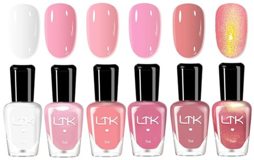 Nail Polish Set, Glitter Green Nail Polish Quick Dry Long Lasting Nail Varnish - Water Based No Need Cure Nail Gel Polish Non-Toxic Breathable for Home Nail Art (Pink Series)