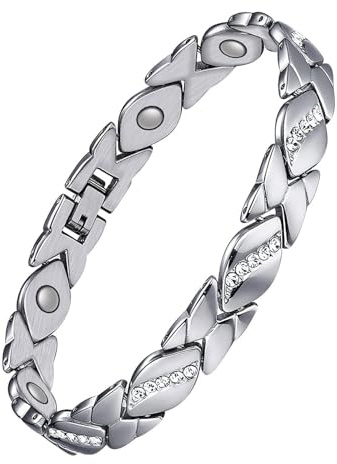 TPZORJX Pulsera magnética, magnetoterapia, pulseras magnéticas para mujer, pulseras con imanes de pulsera de cobre macizo, pulsera de cobre (plata)