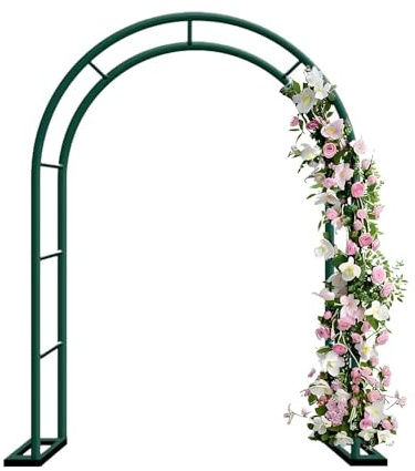 Treillis d'arche de jardin en métal pour vignes grimpantes, 2,4 m et 3,5 m, assemblage facile, parfait pour pelouse, terrasse, décoration de cour (vert, 120 cm x 220 cm)