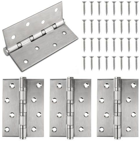4 Stk Scharniere Edelstahl Türscharnier Außen Schwerlast Scharnier mit Kugellager 100*76*13mm Massiven Scharniere mit Schrauben Tür Schaniere Aussen Edelstahlscharnier für Tür,Fenster (4er Silber)
