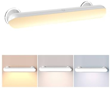 Sans Fil Lumiere Coiffeuse avec Adhésive Ventouse, Rechargeable 5000mAh Led Miroir Coiffeuse avec Télécommande, LED Pour Miroir 3 Couleurs, Lampe Maquillage Magnétique Portable, Pour les Salle de Bain