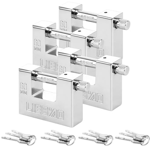 YKUKIZEE 4 Pack 60mm Heavy Duty Container Padlock with Same Key Keyed Alike | for Shipping Container Warehouse Shed Gate Garage