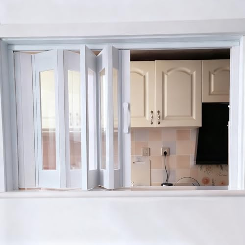 Finestra Finestra Scorrevole Pieghevole in Pvc con Vetro Acrilico, Porta a Soffietto con Binario Superiore in Alluminio + Rullo in Abs(75x35cm/30x14in)