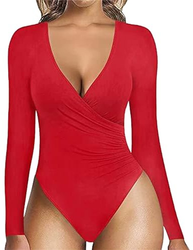 Body Femme Manche Longue Gainant Ventre Plat Pull Cuir Bodysuit sans Grande Taille Justaucorps Chic Haut Chair Coton Gaine Dentelle Top Élégante Maillot De