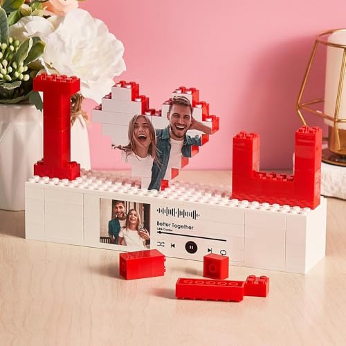 Personalisierte Bausteine mit Foto Puzzle Ich Liebe Dich Bausteine Herz Geformt mit Eigemen Bild Personalisierte Valentinstag Jahrestag Geschenk für Sie, Ihn, Männer, Frauen
