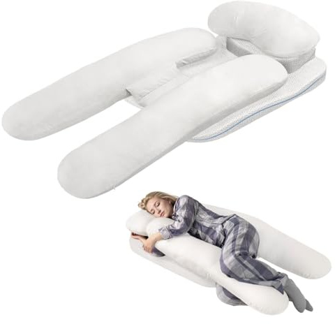 Seitenschläferkissen zur Schmerzlinderung der Schultern, Lagerungskissen für Erwachsene Seitenschläfer, H-förmiges ergonomisches Kissen für GERD, Nacken und Rückenstütze, Waschbarer Bezug (Weiß)