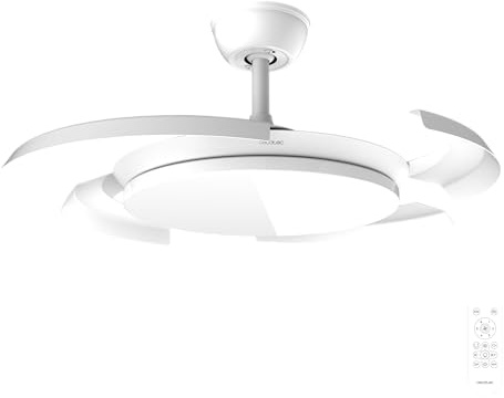Cecotec Ventilatore da Soffitto con Luce con Pale Retrattili EnergySilence Aero 4500 Puzzle Invisible White. 30 W, Motore DC, Diametro 42, Luce LED, Telecomando, Timer, Funzione Estate/Inverno