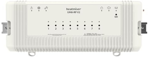 Heatmiser UH8-RF v2 8-Zone Wireless Wiring Centre, Underfloor Heating Manifold Controller, Boiler & Hot Water Outputs, DIN-Rail Mountable, Compatible with Slimline-RF v3 & neoAir v3 - EVO