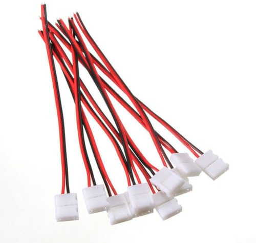 10 Stück LED Streifen Verbinder 8mm 2 Pin Ohne Löten für SMD 3528 5050 Einfarbig Flexibel Kabelanschluss Klemme mit Verzinntem Kupferkern PVC Gehäuse Weiß