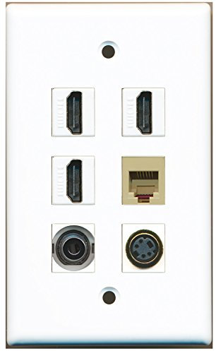 RiteAV – 3 HDMI 1 Port Telefon RJ11 RJ12 Beige 1 Port S-Video 1 Port 3,5 mm Wandplatte