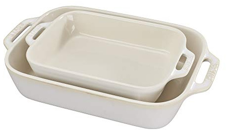 STAUB Rustic Ivory Ceramic Rectangular Casserole Dishes Set of 2