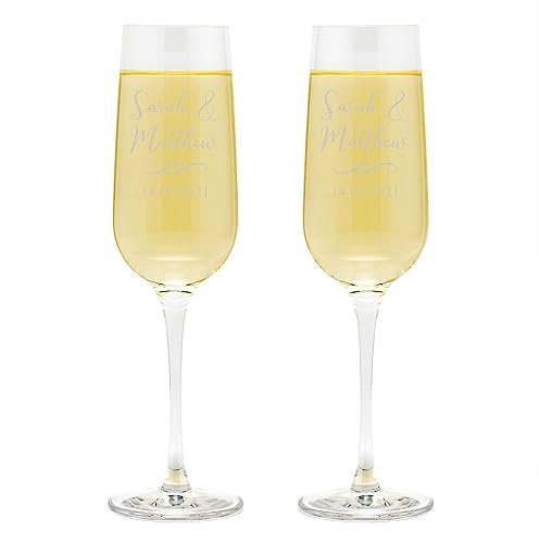 Personalised Champagne Flutes Pair/Personalised Champagne Glasses/Engagement Gifts For Couples/Personalised Wedding Gifts