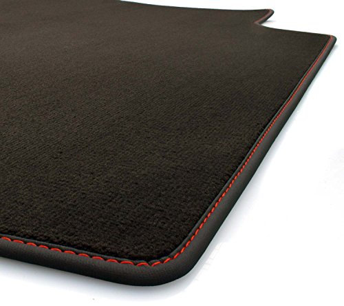 kh Teile Kofferraummatte passend für Audi A3 8P Sportback Premium Velours Kofferraum Autoteppich mit roter Ziernaht