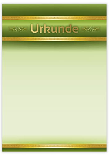 Designpapier Urkunde 10 Goldprägung DP880 – 12 Blatt Briefpapier – Vordruck, selbst beschriften, 1. Platz, Sporturkunde, Ehrenurkunde, Zertifikat – Nur für Inkjetdrucker – Druckerpapier A4 190g/m²