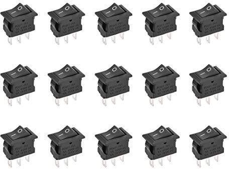 sourcing map 15Stk. SPDT Miniboot Wippschalter Kippschalter EIN/EIN AC250V/3A 125V/6A Schwarz