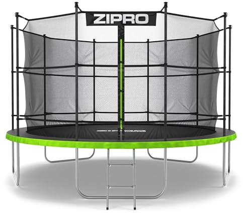 ZIPRO JumpPro IN Trampolino da Giardino, Trampolino per Bambini, con Rete Interna, Resistente alle Intemperie, Protezione UV, Montaggio Facile, Portata 100-150 kg, Ø 183/252/312/374/435/496 cm