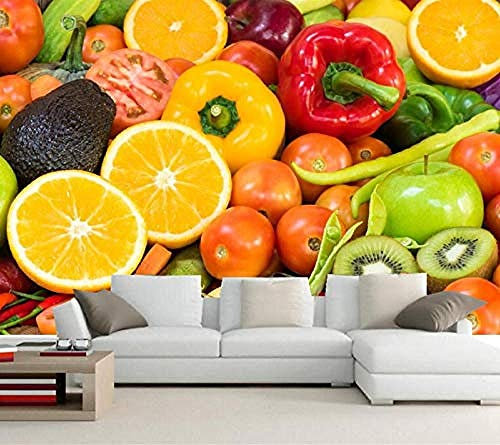 Geprägte Tapete Obst Gemüse Gemüse Tomaten Zitronen Tapeten Coffee Shop Restaurant Dinig Zimmer Küche Wandbilder Tapete wandpapier fototapete 3d effekt tapeten Wohnzimmer Schlafzimmer-430cm×300cm
