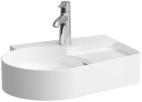 LAUFEN VAL Aufsatzwaschtisch, 1 Hahnloch, mit Überlauf, 530x400mm, semi-trockener Bereich rechts, US-geschl., H8162880001061, Farbe: Weiß