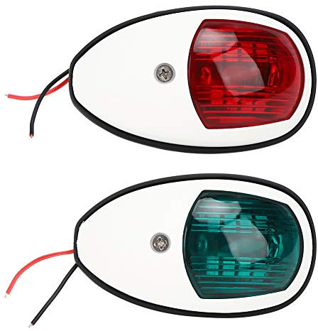 Keenso Navigation Lights, Yacht Navigation Light Shipping Signal Lamp 10‑30V LED Navigation Lamp Marine Light Boat Red Green (White)