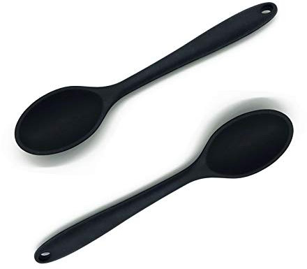 Silikon-Servierlöffel-Set, hitzebeständig, antihaftbeschichtet, Koch- und Backlöffel, Schwarz, 2 Stück