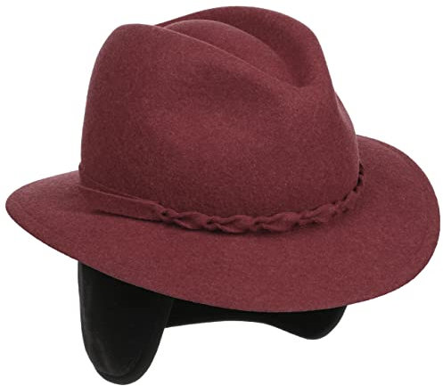 Mayser Dagmar Wool Plus Travellerhut Filzhut Damenhut Wollhut Damen - Made in The EU mit Lederband Herbst-Winter Winter - M (57-58 cm) Bordeaux
