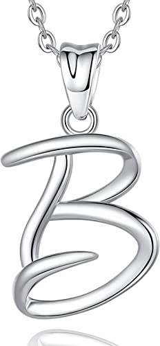 EUDORA Initial Necklace for Women, 925 Sterling Silver B Letter Pendant Necklace for Her, Alphabet Neckles Jewelry Gifts for Sister Daughter Mother, 18 inch Chain