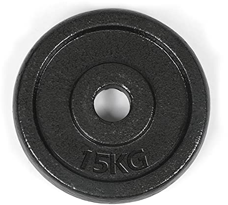 #DoYourFitness Hantelskivor, viktskivor, 15 kg, 100 % gjutjärn, skivstång, curlhantelstång, hantel i grått