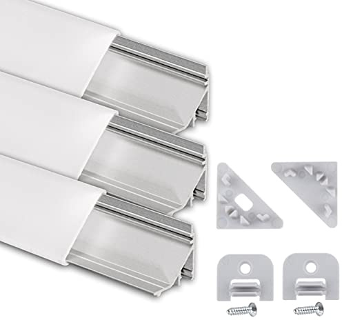 .one-bath LED Aluminium Eckprofil 3 Meter I LED Alu Profile 45 Grad I Aluminiumprofil für LED Stripes I Lichtleiste I 3x 1m Komplettset