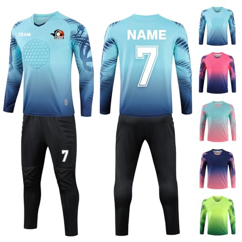 LAIFU Torwarttrikot Personalisieren für Erwachsene/Kinder Torwarttrikot Gepolstert mit Nummer Name Team