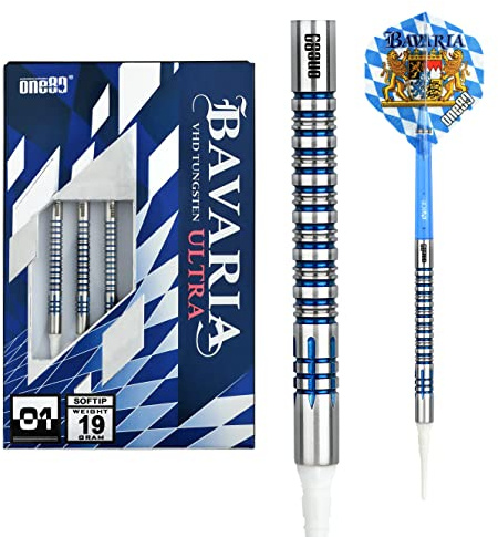 ONE80 Soft Dart Bavaria Ultra 90% Tungsten Softtip Dart Softdart Dartpfeil Set mit Bayern Flight