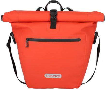 Travelite Basics for Bikes - große Fahrradtasche Gepäckträger wasserdicht, mit abnehmbaren Schultergurt und Rolltop Verschluss, 20 Liter, 1.1kg