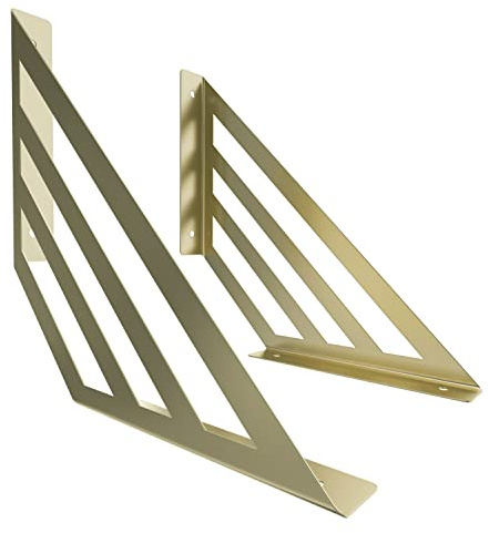 Sossai Regalträger 2er Set GSHR Truss 250x250 mm aus Stahl – Wandhalterung Regalwinkel für Regalbrett – gold – dekoratives Design
