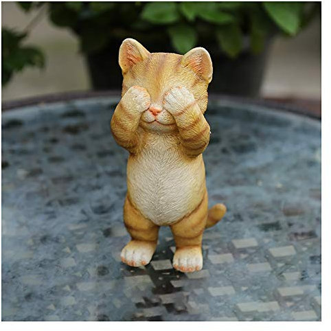 Statue de Jardin Exterieur Moderne Ornements de Jardin en Plein air, Mignon la décoration de résine de Chat Miniature, décoration de Jardinage Nain de Jardin Miniature (Color : C)